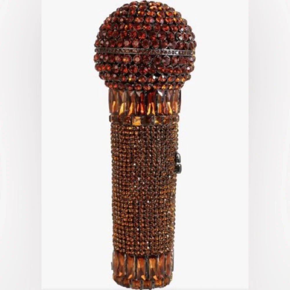 NWT Sparkling Bling Swarovski Crystal Microphone Bag Purse + Free Gift